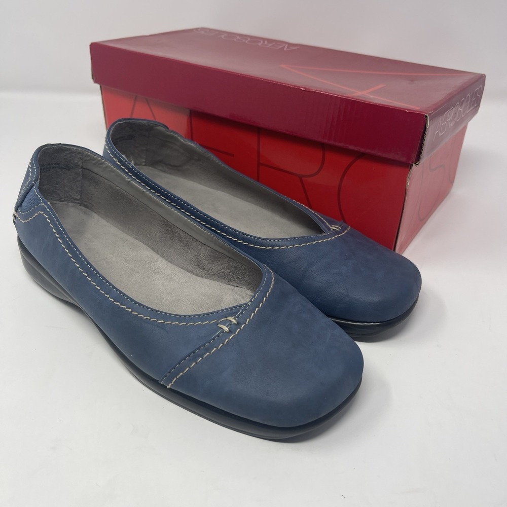 Aerosoles Richmond Mid‎ Blue Slip On Faux Leather Slipon Flats Size 9M